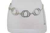Silver Metal Circle Round Charms Waistband Fashion Belt Hip Waist S M L